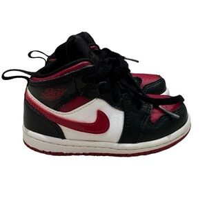 NIKE AIR JORDAN Jordan 1 MID SE “Bred Toe” hi-top sneakers -red/black/white - 7C